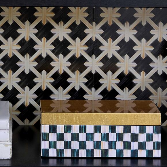 Brand New Mackenzie-Childs Courtly Check Small Lacquer Decorative Box - Picture 3 of 4